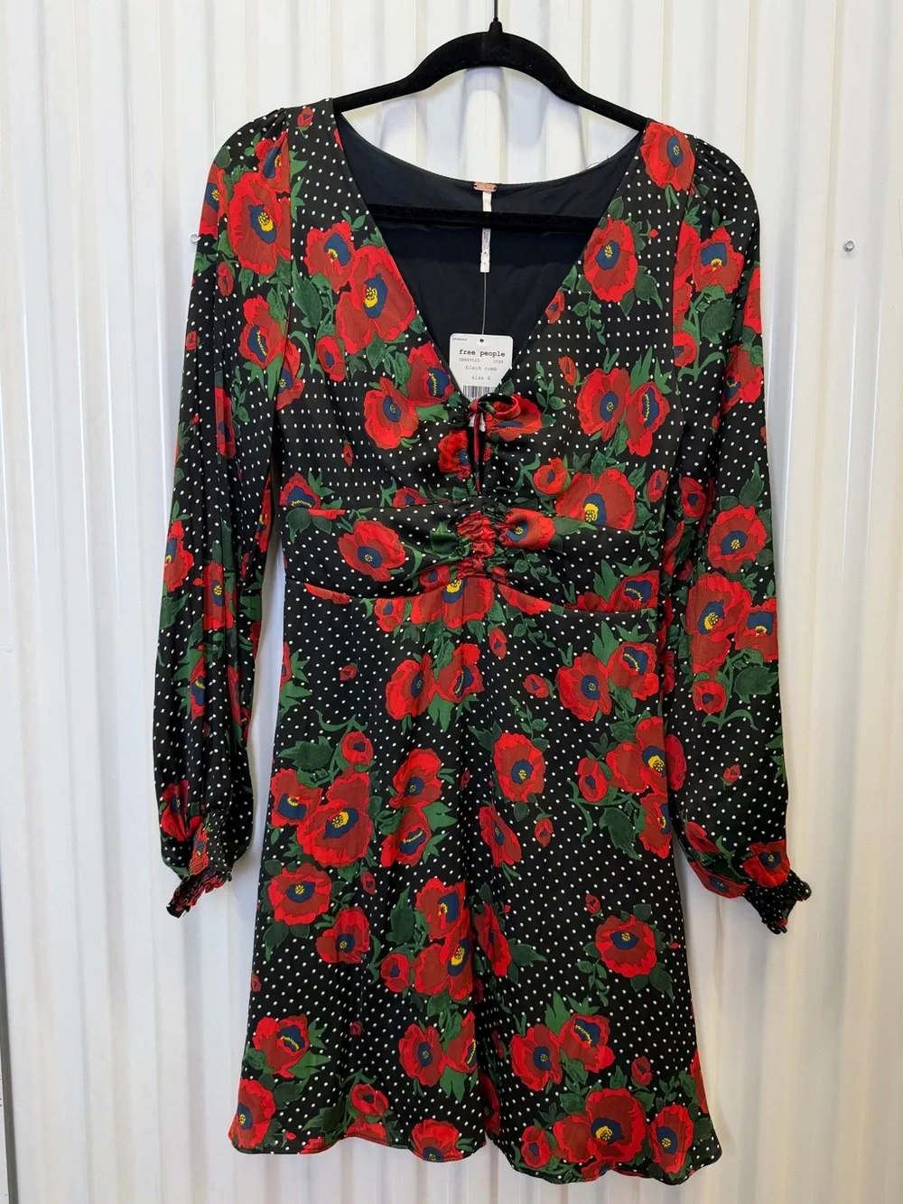 Free People Free People Floral Polka Dot Long Sleeve Mini Dress Size 6 NWT